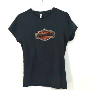 Harley Davidson Women's 1XL T-Shirt "Nevada Since 1905" Black and Orange Blouse